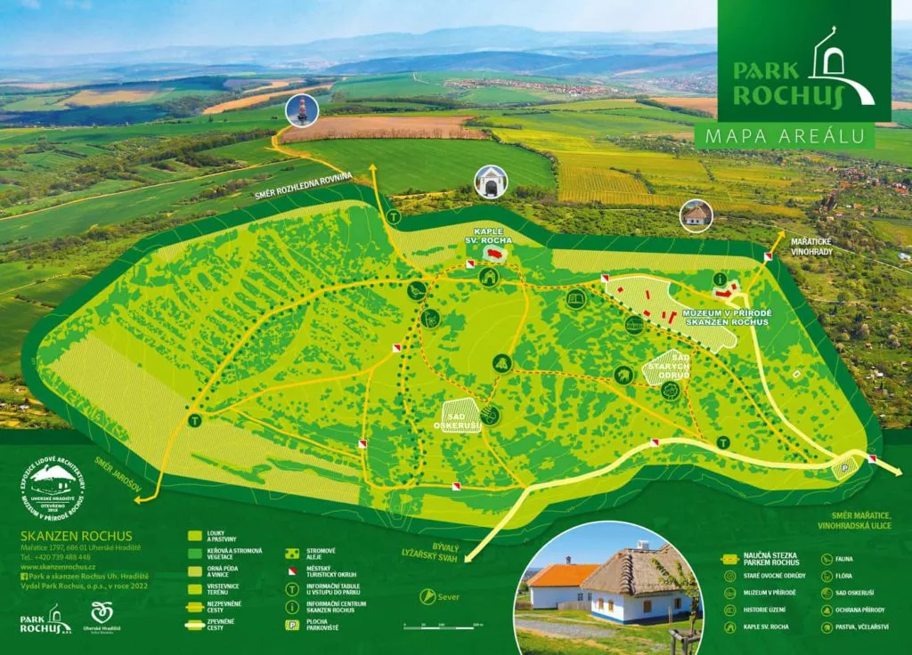 Ilustrovaná mapa naučného okruhu Parku Rochus